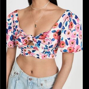For Love and Lemons Gianna floral cut out Crop Top